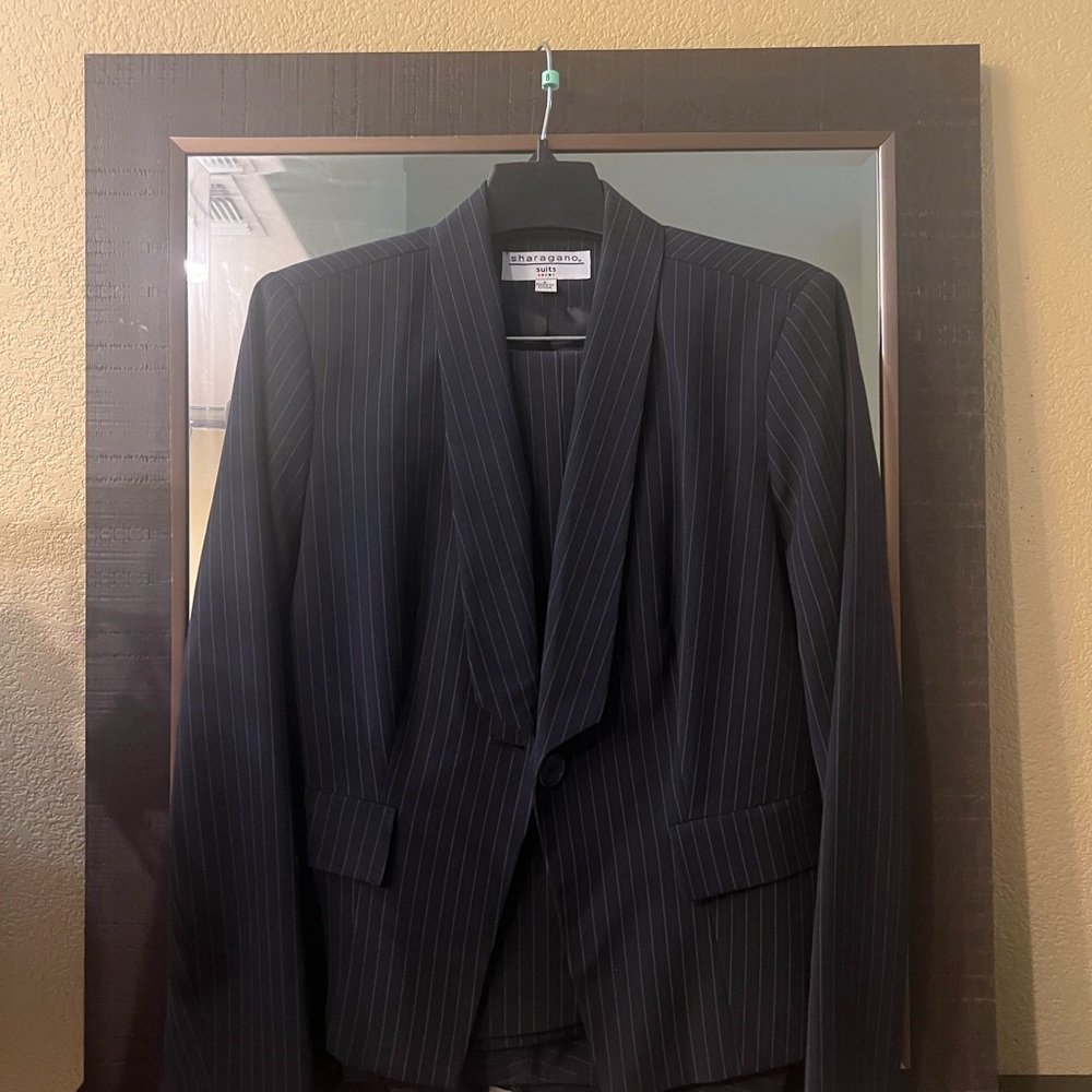 Sharagano Charcoal Pinstripe Suit Jacket